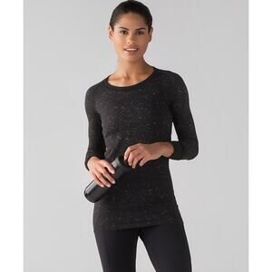 lululemon athletica Women's Black Speckle Swiftly Long Sleeve Tee Top Size 8